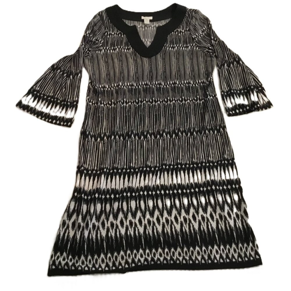 Chico's Black and White Patterned‎ Shift Dress Size 1